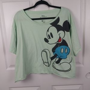 Disney Mickey Mouse Women's 3X Green Cartoon Short Sleeved Cotton Tee Shirt